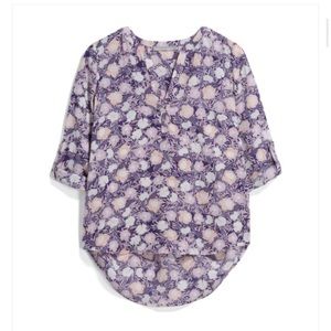 NWT Daniel Rainn Purple XL Floral Top Split Back